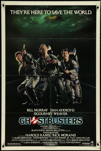 7f1076 GHOSTBUSTERS 1sh 1984 Bill Murray, Dan Aykroyd & Harold Ramis here to save the world!