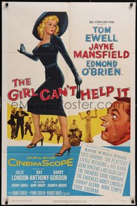 7f1079 GIRL CAN'T HELP IT 1sh 1956 art of sexy Jayne Mansfield, Tom Ewell, rock & roll!