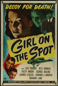 7f1082 GIRL ON THE SPOT 1sh 1946 film noir musical, smiling Lois Collier, Jess Barker, rare!