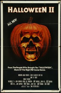 7f1098 HALLOWEEN II studio style 1sh 1981 cool jack-o-lantern skull image, more of the night HE came home!