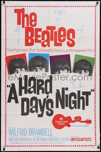 7f1103 HARD DAY'S NIGHT 1sh 1964 The Beatles in their first film, John, Paul, George & Ringo!