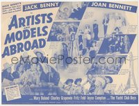 7f0343 ARTISTS & MODELS ABROAD herald 1938 sexy Joan Bennett & singing cowboy Jack Benny, rare!