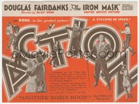 7f1421 IRON MASK herald 1929 different art of Douglas Fairbanks Sr as D'Artagnan, Three Musketeers!