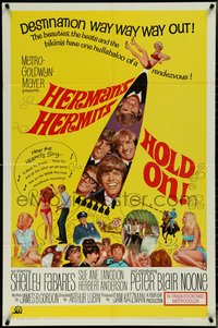 7f1115 HOLD ON 1sh 1966 rock & roll, great image of Herman's Hermits, Shelley Fabares!