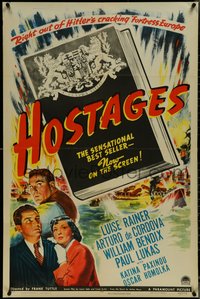 7f1119 HOSTAGES 1sh 1943 Luise Rainer, right out of Hitler's cracking Fortress Europe!