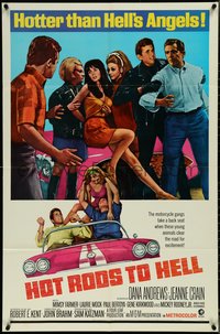 7f1120 HOT RODS TO HELL 1sh 1967 Dana Andrews, Jeanne Crain, Hotter than Hell's Angels!