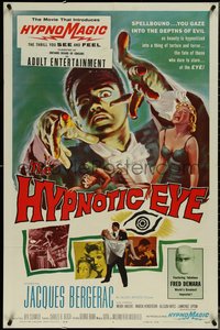 7f1124 HYPNOTIC EYE 1sh 1960 Jacques Bergerac, cool hypnosis art, stare if you dare, HypnoMagic!