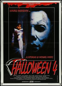 7f0096 HALLOWEEN 4 Italian 1p 1992 cool different image of Michael Myers, horror sequel, rare!