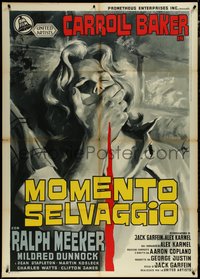 7f0098 SOMETHING WILD Italian 1p 1962 different Longi art of scared Carroll Baker silenced, rare!