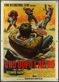 7f0173 ONE AFTER ANOTHER Italian 2p 1968 cool spaghetti western gunfight art by Corronelli!