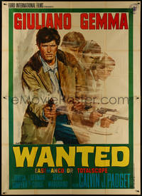 7f0176 WANTED Italian 2p 1967 Rodolfo Gasparri spaghetti western artwork of Giuliano Gemma, rare!