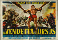 7f0281 REVENGE OF URSUS Italian 4p 1961 La vendetta di Ursus, cool gladiator art, ultra rare!