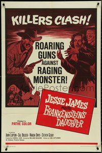 7f1140 JESSE JAMES MEETS FRANKENSTEIN'S DAUGHTER 1sh 1965 roaring guns vs raging monster!