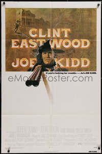 7f1141 JOE KIDD 1sh 1972 art of Clint Eastwood with shotgun, written by Elmore Leonard!