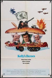 7f1146 KELLY'S HEROES style B 1sh 1970 Clint Eastwood, Savalas, Rickles, & Sutherland in a sandwich!