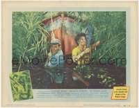 7f0528 AFRICAN QUEEN LC #7 1952 Humphrey Bogart & Katharine Hepburn pull boat through swamp!