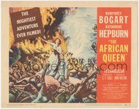 7f0504 AFRICAN QUEEN TC 1952 striking artwork of missionary Katharine Hepburn in native uprising!