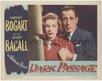 7f0552 DARK PASSAGE LC #6 1947 great close up of worried Humphrey Bogart with Lauren Bacall, rare!