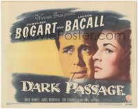 7f0510 DARK PASSAGE TC 1947 great close up of smoking Humphrey Bogart & sexy Lauren Bacall!