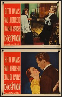 7f0879 DECEPTION 2 LCs 1946 Irving Rapper directed, great images of Bette Davis, Paul Henreid!