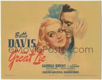 7f0513 GREAT LIE TC 1941 great close up art of sexy Bette Davis embracing George Brent, rare!