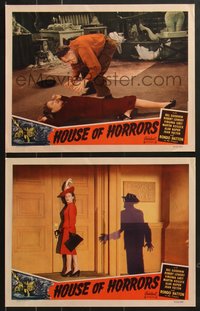 7f0882 HOUSE OF HORRORS 2 LCs R1952 Hatton as The Creeper standing over Virginia Gray & in shadow!