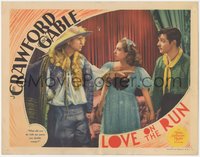 7f0574 LOVE ON THE RUN LC 1936 c/u of Joan Crawford between Franchot Tone accusing Clark Gable!