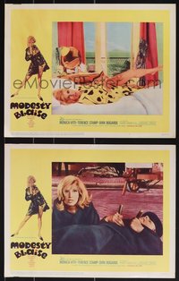 7f0883 MODESTY BLAISE 2 LCs 1966 Bob Peak border art/images of sexy female secret agent Monica Vitti!