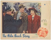 7f0088 PALM BEACH STORY signed LC 1942 by Claudette Colbert AND Joel McCrea, she's laughing at him!