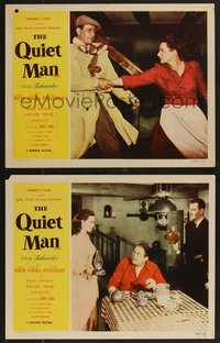 7f0884 QUIET MAN 2 LCs R1956 John Wayne & Maureen O'Hara in a John Ford classic, Victor McLaglen!