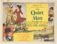 7f0517 QUIET MAN TC R1956 great art of John Wayne & bride Maureen O'Hara, John Ford classic!