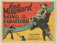 7f0521 SONG OF THE CABALLERO TC 1930 cowboy Ken Maynard on horse & in sword fight, ultra rare!