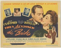 7f0523 THEY ALL KISSED THE BRIDE linen TC 1942 Joan Crawford & Melvyn Douglas give laughs w/o let-up!