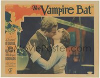 7f0620 VAMPIRE BAT LC 1933 c/u of Fay Wray kissing Melvyn Douglas in lab, spooky border art, rare!