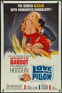 7f1166 LOVE ON A PILLOW 1sh 1964 sexy Brigitte Bardot, the screen sizzles with Bardolatry!