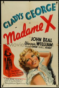 7f1173 MADAME X style D 1sh 1937 John Beal, wonderful artwork of sexy Gladys George, ultra rare!