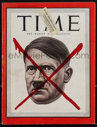 7f0365 TIME magazine May 7, 1945 Boris Artzybasheff cover art of Hitler crossed out with red X!