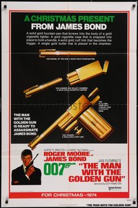 7f1178 MAN WITH THE GOLDEN GUN teaser 1sh 1974 a Christmas present from Moore as James Bond 007!