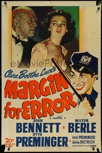 7f1184 MARGIN FOR ERROR 1sh 1943 art of Otto Preminger leering at Joan Bennett, cop Milton Berle!