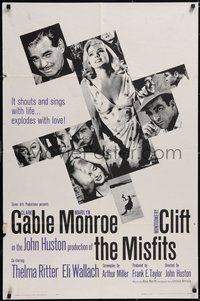 7f1193 MISFITS 1sh 1961 sexy Marilyn Monroe, Clark Gable, Montgomery Clift, John Huston