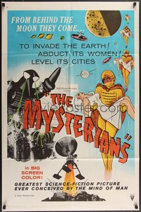 7f1205 MYSTERIANS 1sh 1959 they're abducting Earth's women & leveling its cities, RKO printing!