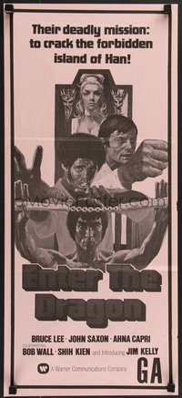 7f0318 ENTER THE DRAGON New Zealand daybill 1973 Bruce Lee classic, movie made him a legend, rare!