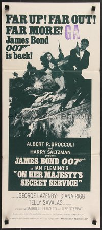 7f0321 ON HER MAJESTY'S SECRET SERVICE New Zealand daybill 1969 Lazenby's Bond movie, ultra rare!