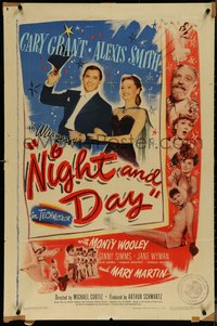 7f1211 NIGHT & DAY 1sh 1946 Cary Grant as gay songwriter Cole Porter loves sexy Alexis Smith!