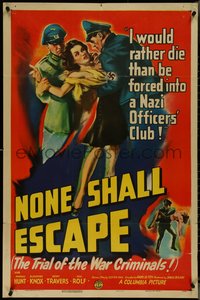 7f1215 NONE SHALL ESCAPE style B 1sh 1944 about trial of Nazi war criminals BEFORE the war had ended!