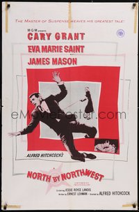 7f1216 NORTH BY NORTHWEST 1sh R1962 Cary Grant, Eva Marie Saint, Alfred Hitchcock classic!