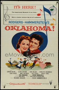 7f1220 OKLAHOMA 1sh 1956 Shirley Jones, MacRae, Rodgers & Hammerstein, RKO version!