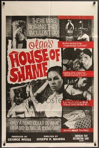 7f1221 OLGA'S HOUSE OF SHAME 1sh 1964 only a fiend could do what she did to 12 young girls!