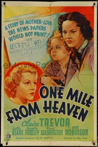 7f1225 ONE MILE FROM HEAVEN 1sh 1937 interracial drama, Claire Trevor & Fredi Washington, rare!