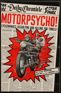 7f0381 MOTORPSYCHO pressbook 1965 Russ Meyer motorcycle classic, assaulting & killing for thrills!